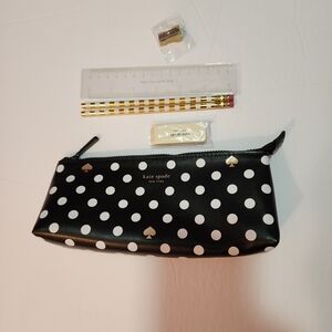 Kate Spade Black and White Polka Dot Pencil Case